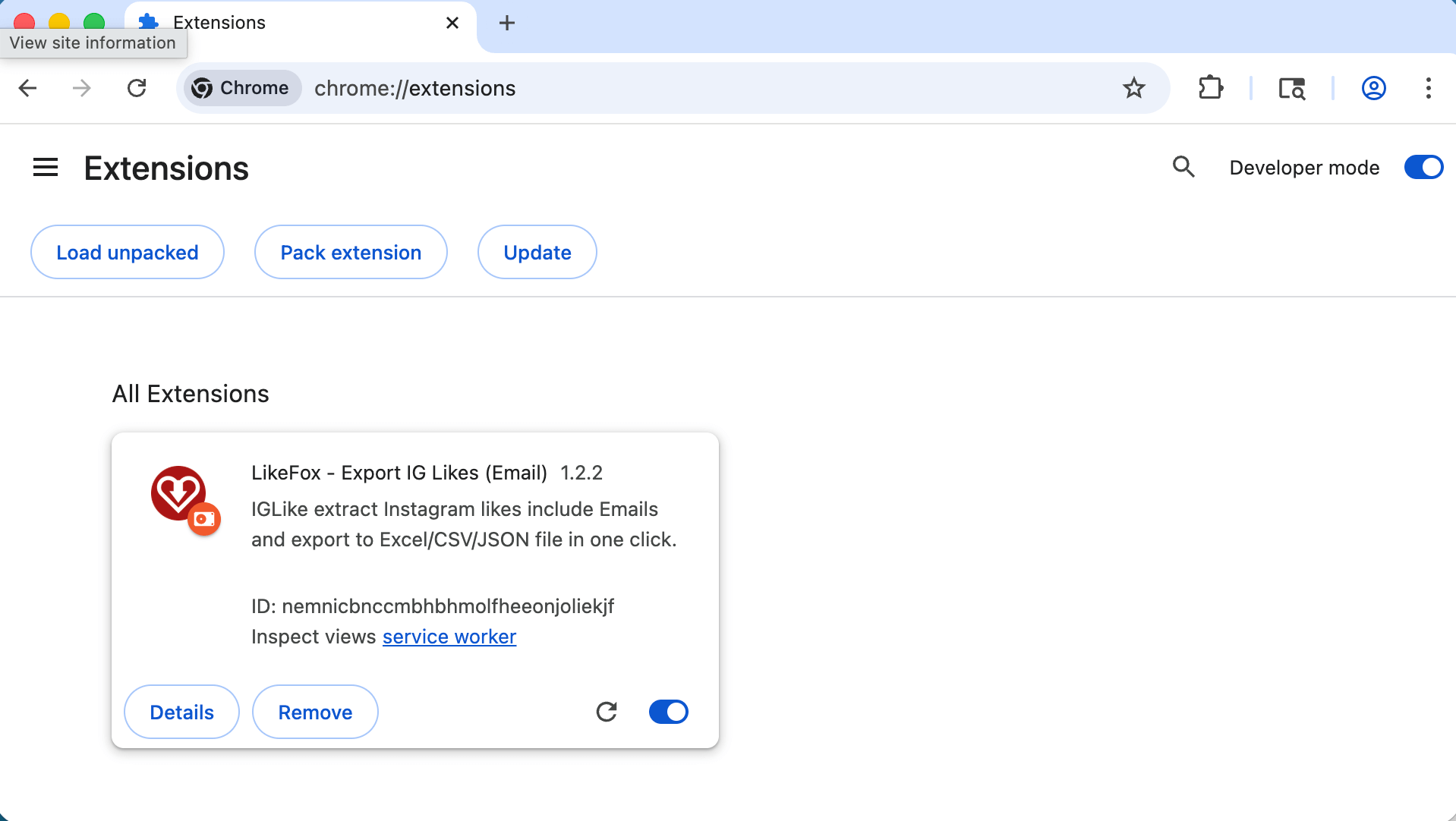 IG Likes Exporter chrome extension install done