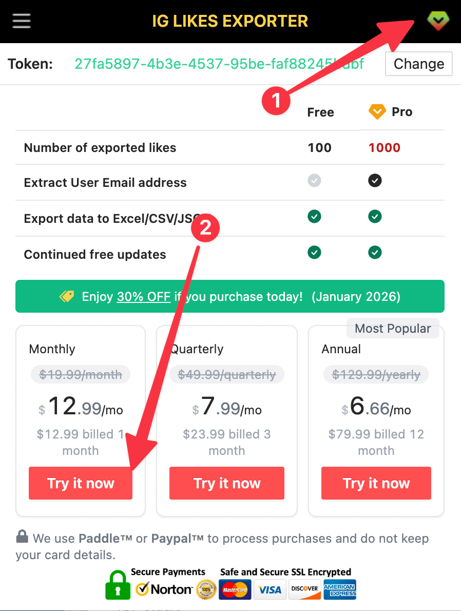 IG Likes Exporter chrome extension subscribe pro
