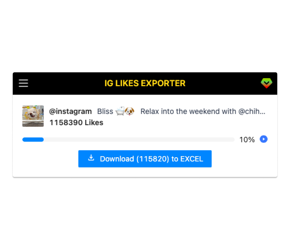 IG Likes Exporter Screenshot